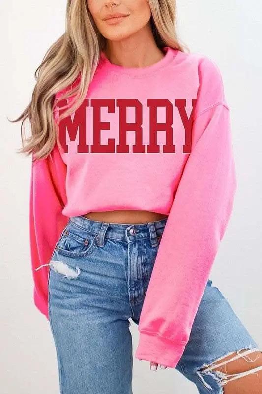 Merry Graphic Fleece Sweatshirts - Love Salve